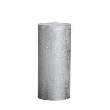 Full Metallic Rustic Silver Pillar Candles Aprox 2.75×7.5″