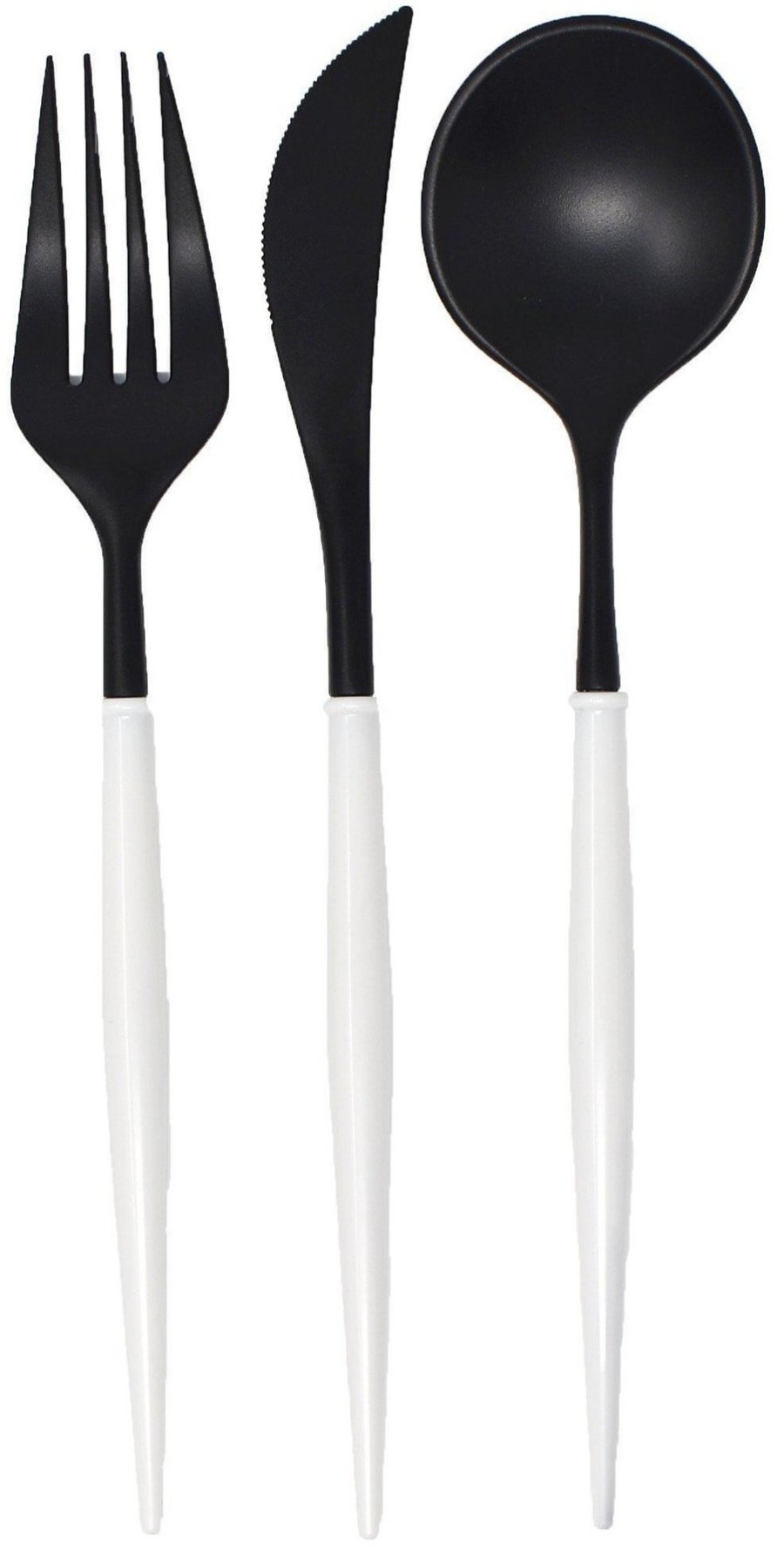 BLACK AND WHITE BELLA ASSORTED PLASTIC CUTLERY/24PC,