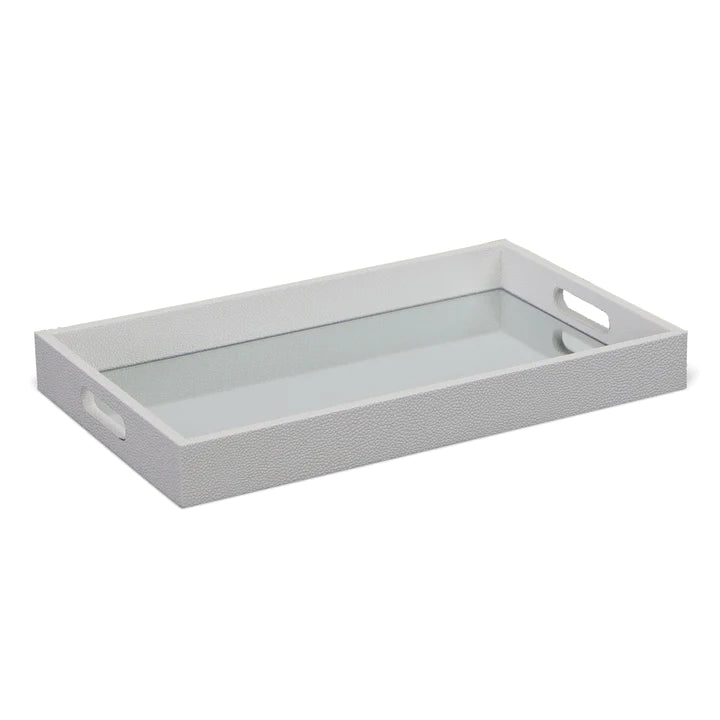 Rectangular White Bubble Texture Tray With Center Mirror
