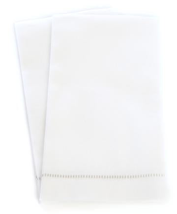 Deluxe 'Hemstitch' Guest Towel - Special White with Grey Stitch