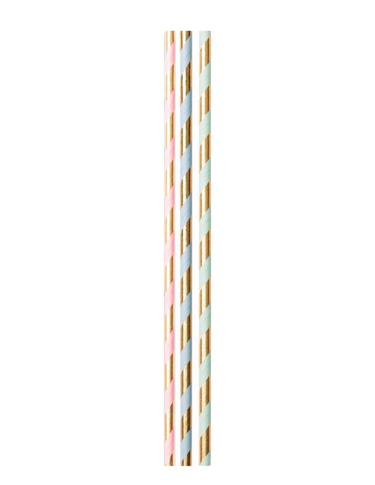 Pastel Striped Foil Straws