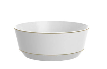 14 Oz. Round White • Gold Plastic Bowls | 10 Bowls