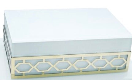 WOOD / GLASS JEWELRY BOX,WHITE - LARGE