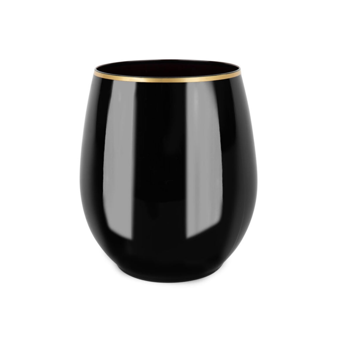 Stemless Goblets White/Black/Blue/Green/Pink With Gold Rim (6 Count)