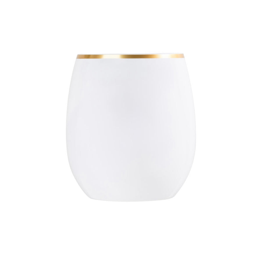 Stemless Goblets White/Black/Blue/Green/Pink With Gold Rim (6 Count)