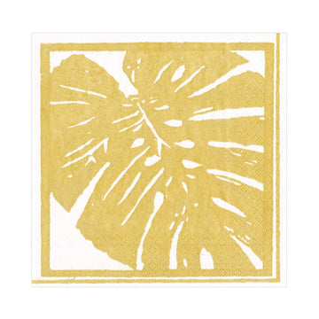Palm Leaves Paper Luncheon Napkins in Gold - 20 Per Package
