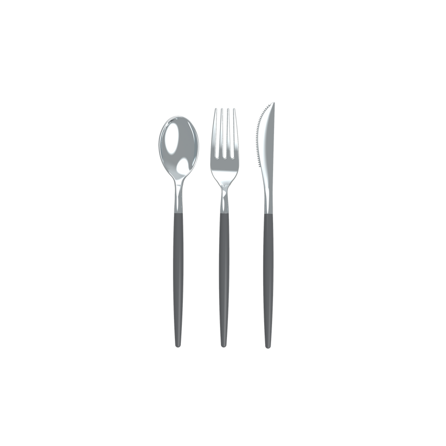 Grey and Silver Two Tone Cutlery Set | 32 Pieces