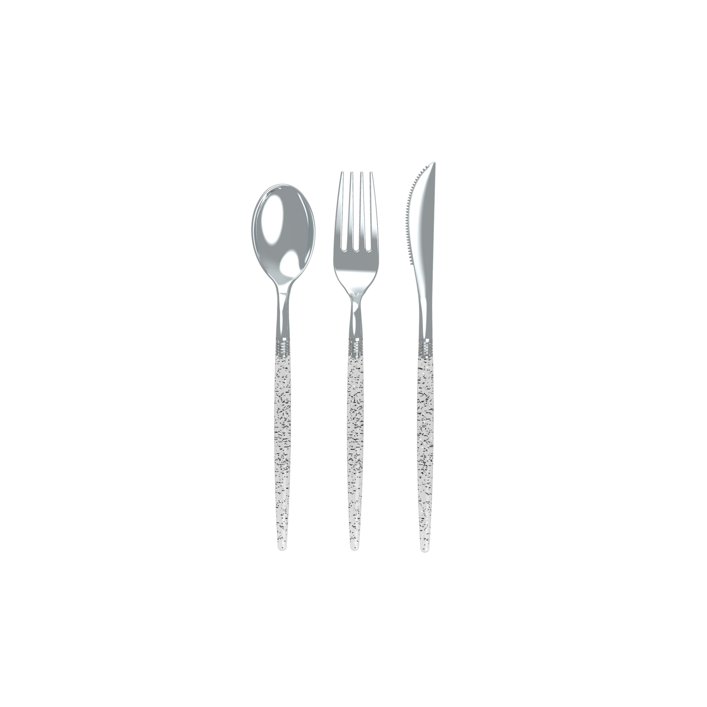 Silver Glitter Two Tone Cutlery Set | 32 Pieces