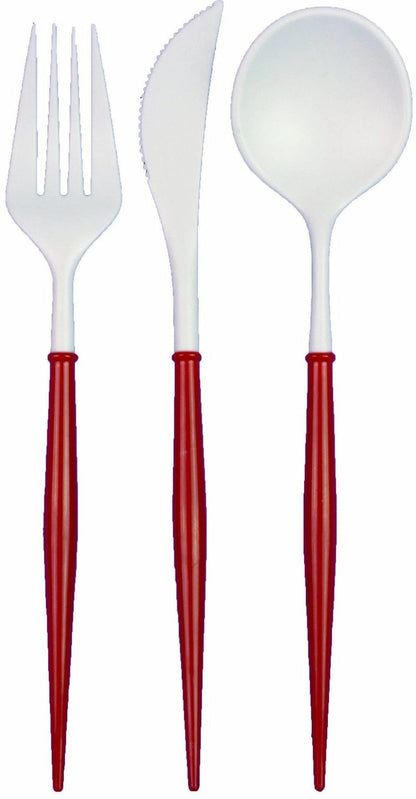 RED BELLA ASSORTED PLASTIC CUTLERY/24PC, SERVICE FOR 8
