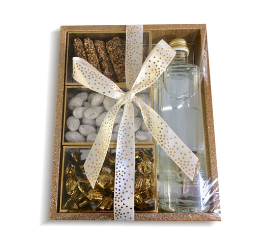 Glitter Gold Mirrored Vanity Tray - Filled