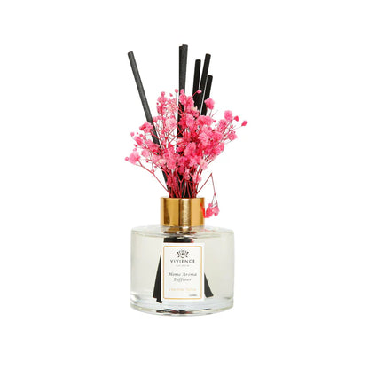 Diffuser , Clear Bottle With White And Pink Flowers, "Lily Of The Valley"