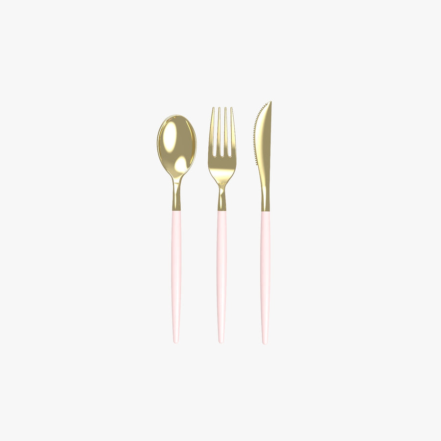 Blush • Gold Plastic Cutlery Set | 32 Pieces