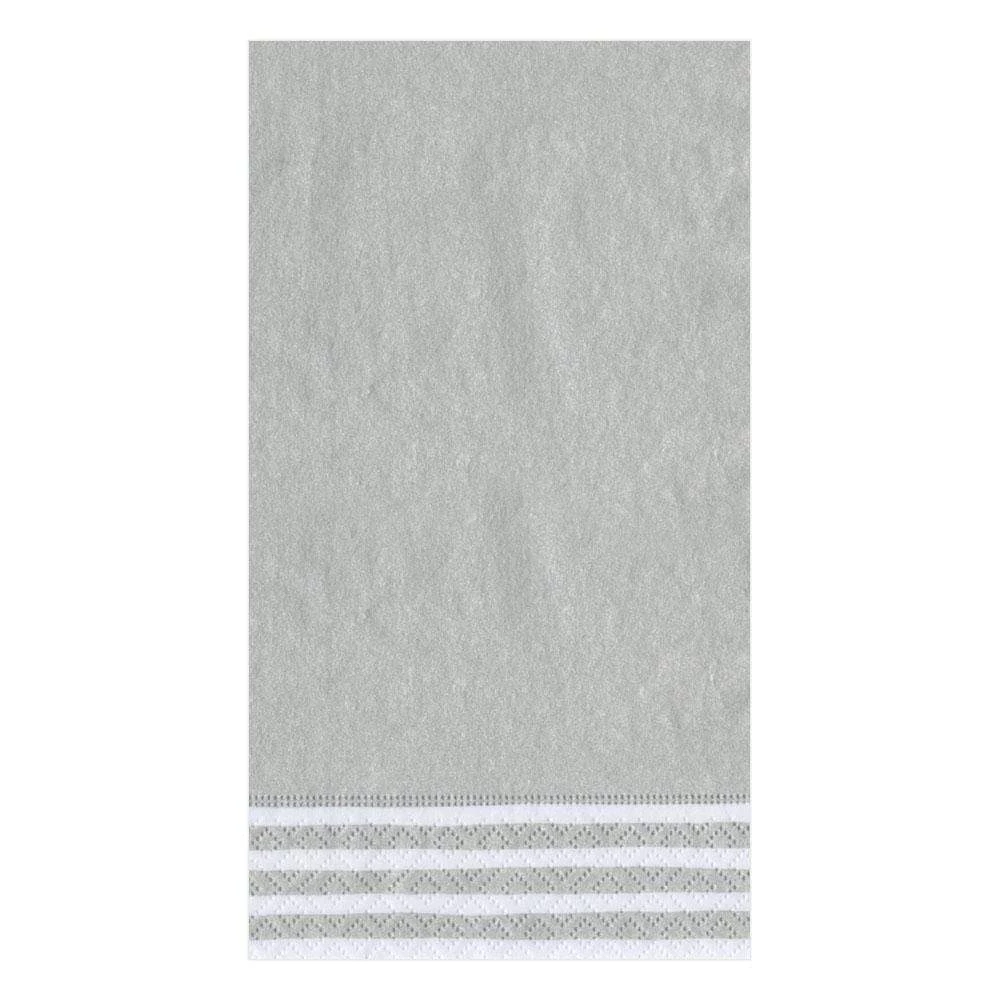Border Stripe Paper Guest Towel Napkins in Silver - 15 Per Package
