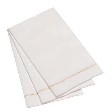 Deluxe 'Hemstitch' Guest Towel - Special White with Gold Stitch 25 ct