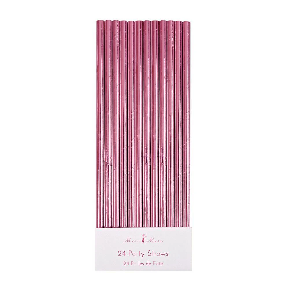 Hot Pink Foil Party Straws