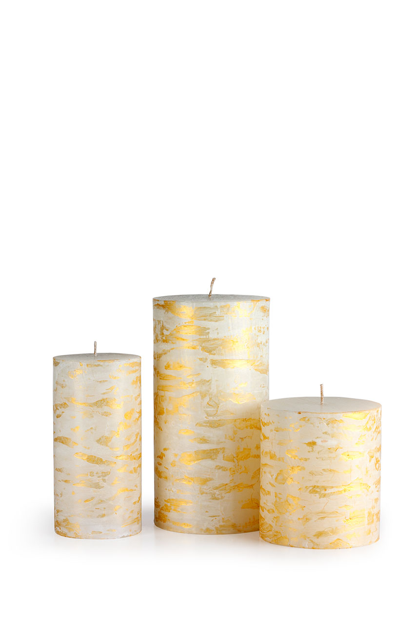 Festive Illumination White and Gold Candle