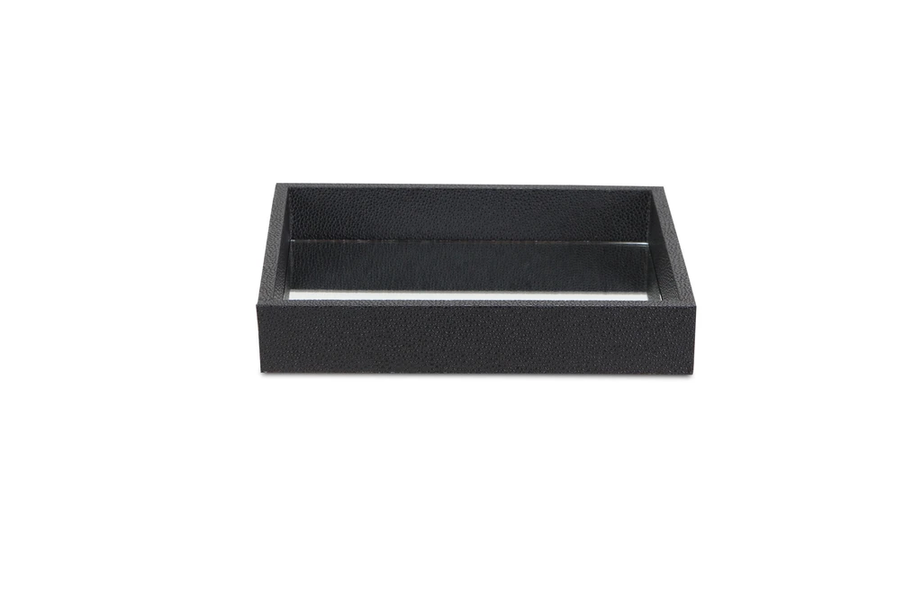 Rectangular Small Black Bubble Texture Tray With Center Mirror