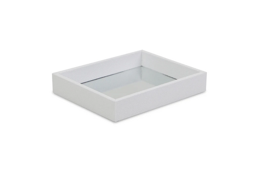 Rectangular Small White Bubble Texture Tray With Center Mirror