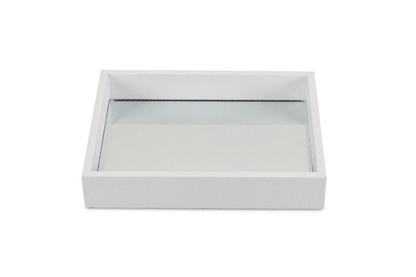 Rectangular Small White Bubble Texture Tray With Center Mirror