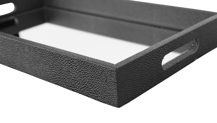 Rectangular Black Bubble Texture Tray With Center Mirror