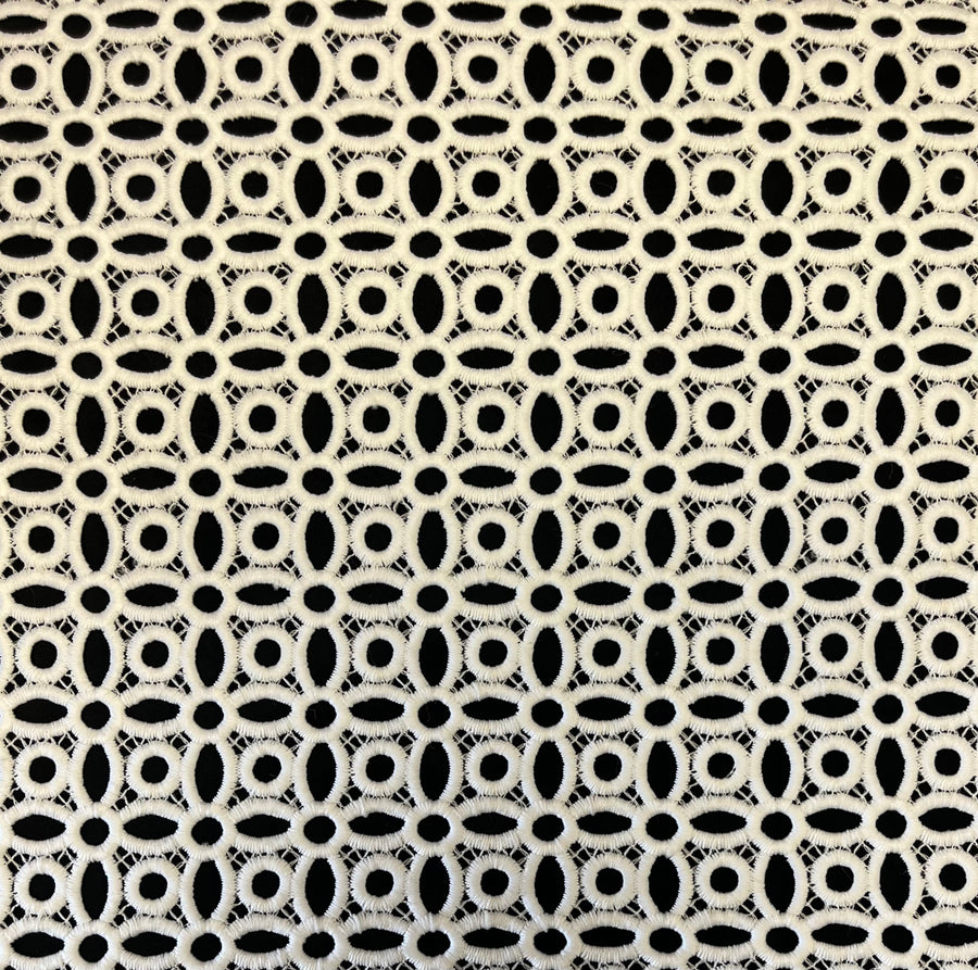 Table Cloth Rental, White Eyelet  Circle Weave