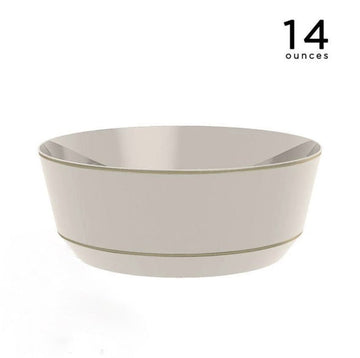 14 Oz. Round Linen and gold Plastic Bowls | 10 Pack
