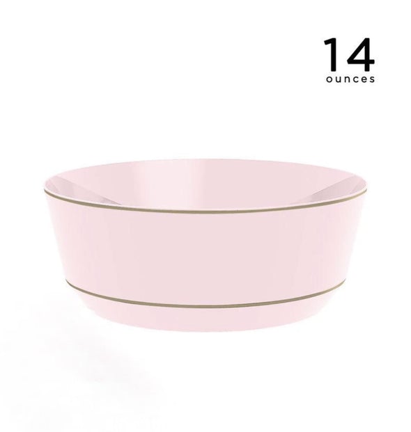 14 Oz. Round Blush • Gold Plastic Bowls | 10 Pack