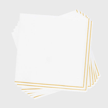 16 PK Navy/White/Black/Blush with Gold Stripe Cocktail-Guest Towel Paper Napkins