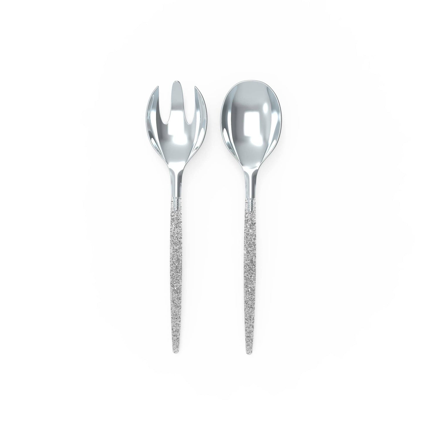 Silver Glitter Plastic Serving Fork • Spoon Set