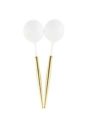 WHITE and GOLD BELLA 2PC SERVING SPOON