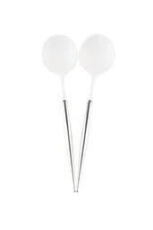 WHITE and SILVER BELLA 2PC SERVING SPOON