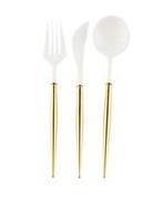 WHITE and GOLD BELLA 24PC ASSORTED FLATWARE SET